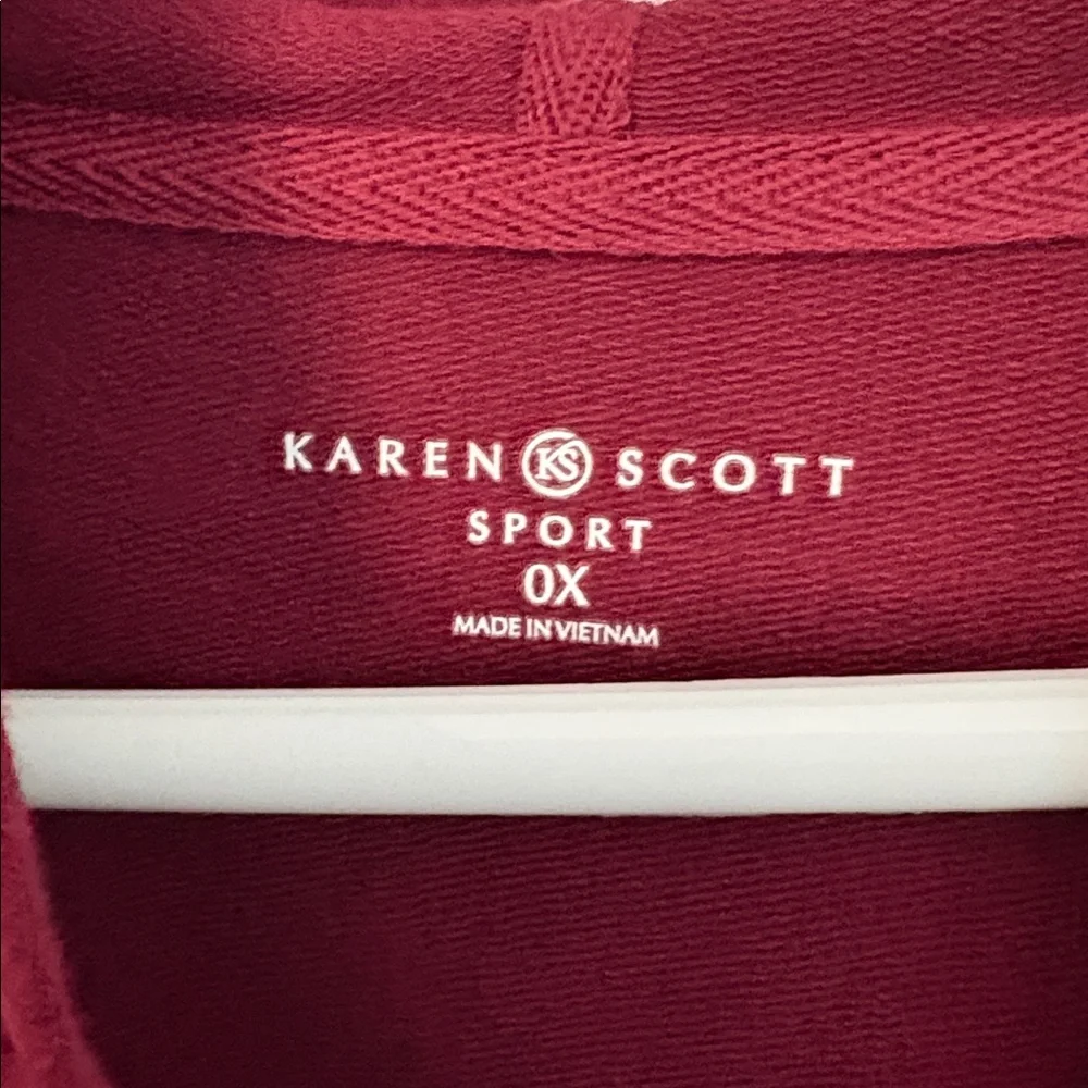 Women’s Karen Scott Sport Maroon Zip-Up Hoodie 0X - Picture 4 of 9